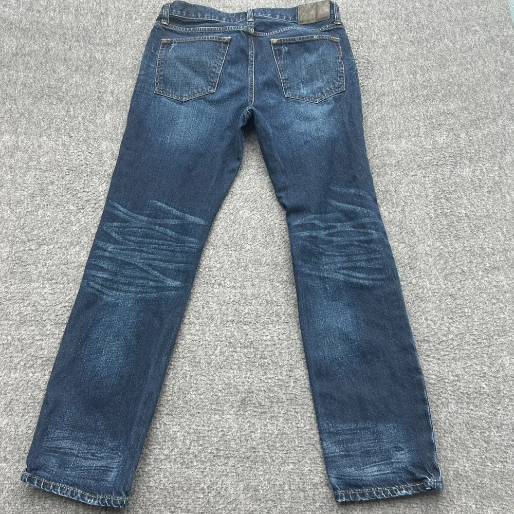 Express Original Classic Straight Jeans Mens 31x32 Dark Wash Denim Distressed